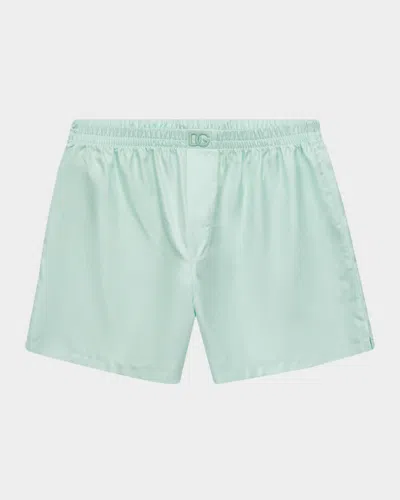 Dolce & Gabbana Men & Apos;s Solid Pastel Silk Boxer Shorts In Blue