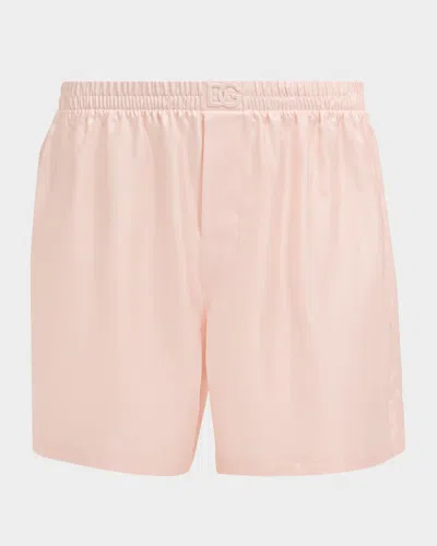 Dolce & Gabbana Men & Apos;s Solid Pastel Silk Boxer Shorts In Pink