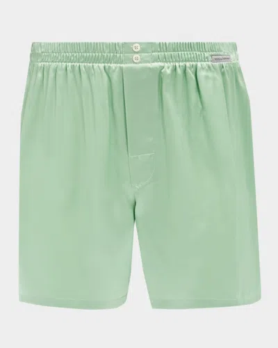 Dolce & Gabbana Men & Apos;s Sporty Silk Boxer Shorts In Green