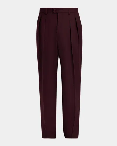 Dolce & Gabbana Men & Apos;s Wool Gabardina Lana Pants In Burgundy