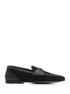 Dolce & Gabbana Ariosto Black Loafers With Metallic Dg Logo Plate On The Front In Leather And Suede Man In Black