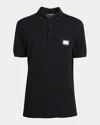 Dolce & Gabbana Dark Gray Logo Plaque Cotton Men Polo Shirt T-shirt In Black