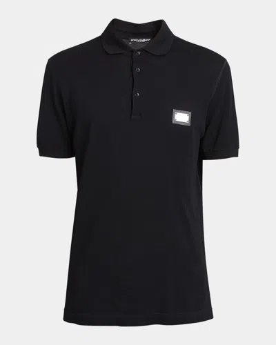 DOLCE & GABBANA MEN'S BASIC POLO SHIRT WITH LOGO PLAQUE