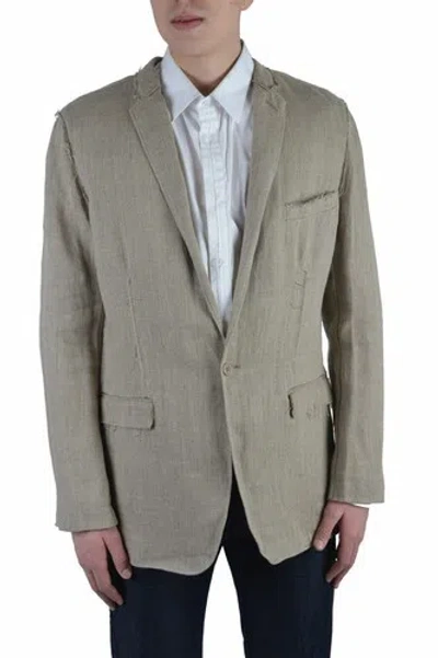 Pre-owned Dolce & Gabbana Men's Beige 100% Linen One Button Blazer Size Us 34 38 40 42