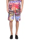 Dolce & Gabbana Silk Bermuda Shorts With Hawaian Print In Multi