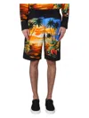 Dolce & Gabbana Men Bermuda Shorts With Hawaii Print In Multicolour