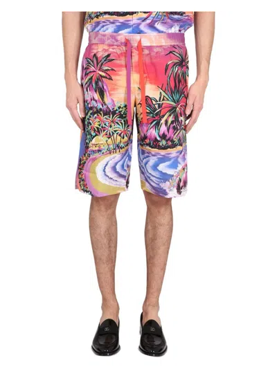 DOLCE & GABBANA MEN'S BERMUDA SHORTS WITH HAWAII PRINT | SIZE 52 | GV37AT
