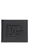 Dolce & Gabbana Small Zip-around Wallet In Calfskin With Raised Logo In Black