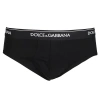 Dolce & Gabbana Set Of Two Cotton Briefs With Logoed Elastic Band In Black