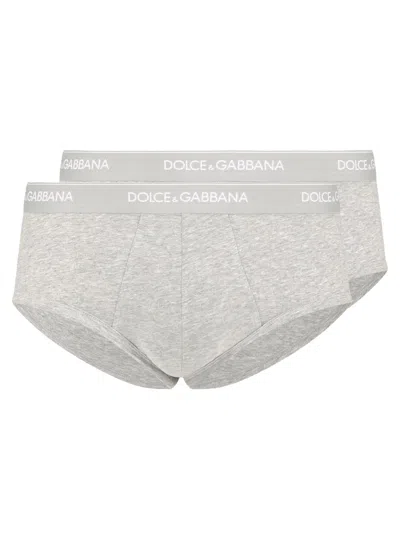 Dolce & Gabbana Men's Bi-pack Briefs In Grey