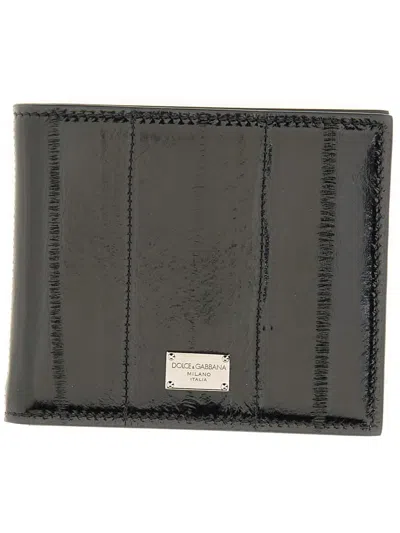Dolce & Gabbana Eel Skin Wallet In Black