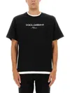 Dolce & Gabbana Logo-embroidered Layering Cotton T-shirt In Black
