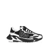 Dolce & Gabbana Panelled Leather Sneakers With Iconic Logo Patch In Black