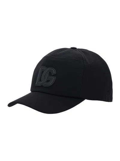 Dolce & Gabbana Men Black Baseball Cap With Logo Patch On The Front In Cotton Man