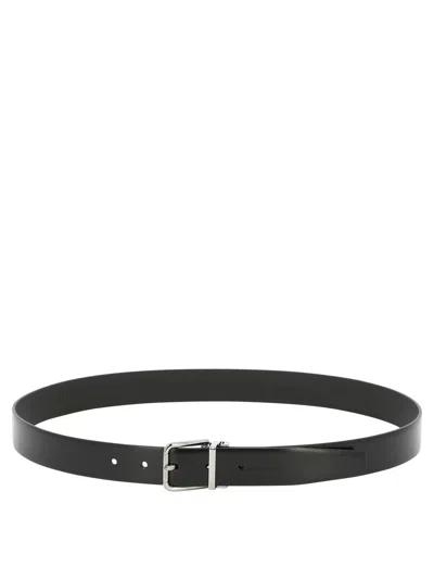 Dolce & Gabbana Men's Black Brushed Calfskin Leather Belt For Ss24