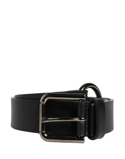 Dolce & Gabbana Men Black Calfskin Leather Metal Buckle Men's Belt