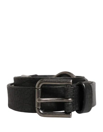 Dolce & Gabbana Men Black Calfskin Leather Metal Buckle Men's Belt
