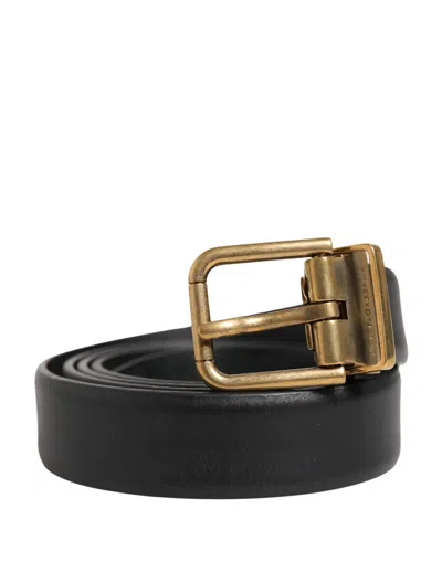 Dolce & Gabbana Men Black Classic Leather Metal Buckle Men's Belt