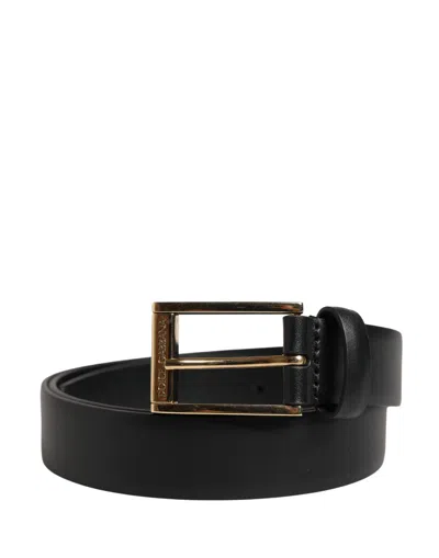 Dolce & Gabbana Men Black Classic Leather Metal Buckle Men's Belt