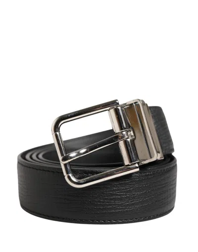 Dolce & Gabbana Men Black Classic Leather Metal Buckle Men's Belt