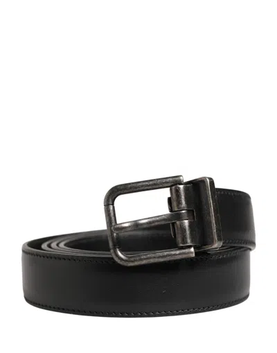 Dolce & Gabbana Men Black Classic Leather Metal Buckle Men's Belt