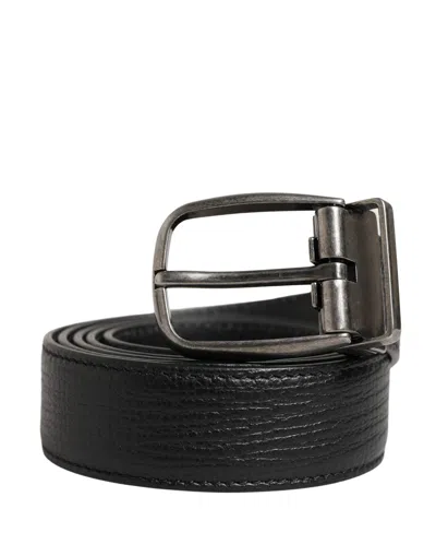 Dolce & Gabbana Men Black Classic Leather Metal Buckle Men's Belt