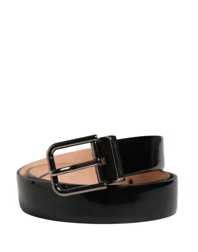 Dolce & Gabbana Men Black Classic Leather Metal Buckle Men's Belt