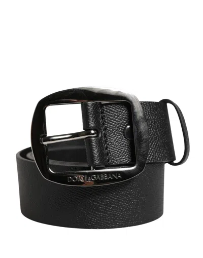 Dolce & Gabbana Men Black Classic Leather Metal Buckle Men's Belt