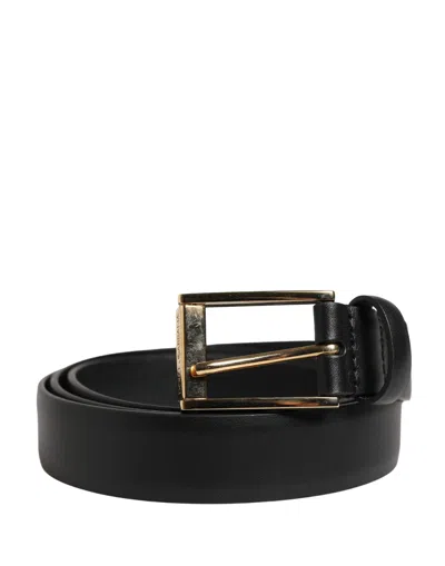 Dolce & Gabbana Men Black Classic Leather Metal Buckle Men's Belt