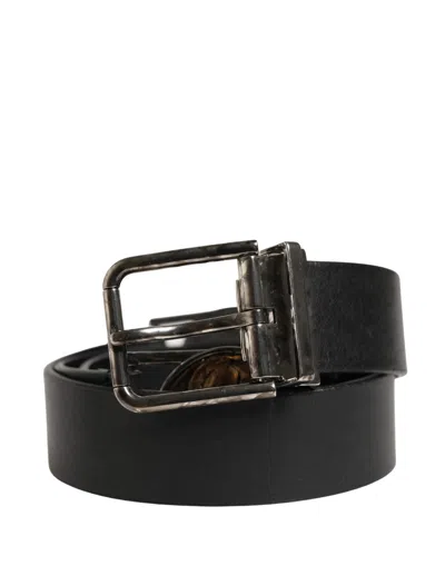 Dolce & Gabbana Men Black Classic Leather Metal Buckle Men's Belt