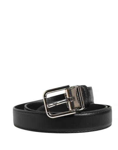 Dolce & Gabbana Men Black Classic Leather Metal Buckle Men's Belt