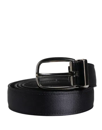 Dolce & Gabbana Men Black Classic Viscose Metal Buckle Men's Belt