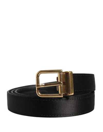 Dolce & Gabbana Men Black Classic Viscose Metal Buckle Men's Belt