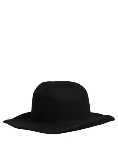 Pre-owned Dolce & Gabbana Men Black Classic Wide Brim Fedora Capello Men's Hat ()