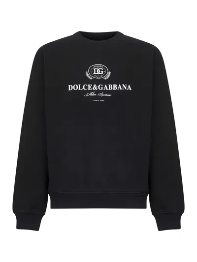 Dolce & Gabbana Men Black Cotton Logo Crewneck Sweatshirt