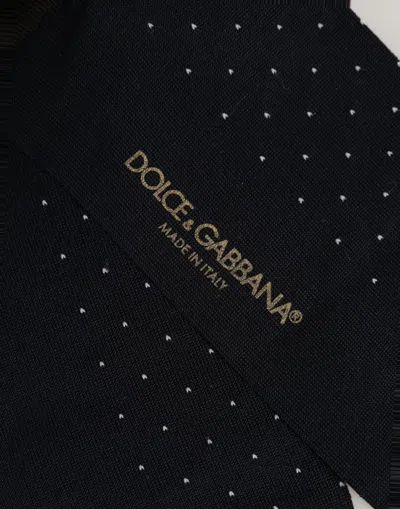 Dolce & Gabbana Men Black Cotton Polka Dot Over The Calf Socks