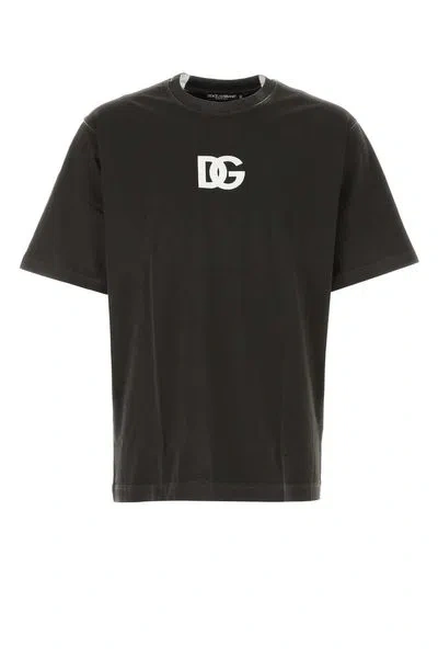 Dolce & Gabbana Men's Black Dg Logo Cotton T-shirt For Fw23 Collection