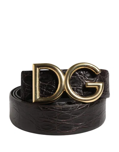 Dolce & Gabbana Men Black Exotic Leather Logo Buckle Men's Belt