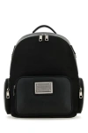 Dolce & Gabbana Men Black Fabric And Leather Backpack In Black