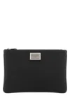 Dolce & Gabbana Men Black Leather And Nylon Pouch In Black
