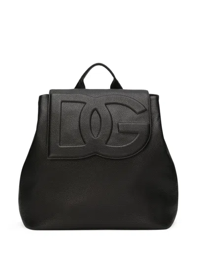 Dolce & Gabbana Logo-embossed Leather Backpack In Black