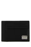 Dolce & Gabbana Black Textured Calf Leather Bi-fold Wallet In Black