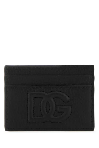 Dolce & Gabbana Men Black Card-holder With Quilted Logo In Leather Man