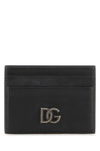 Dolce & Gabbana Men Black Leather Card Holder