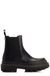 DOLCE & GABBANA MEN'S BLACK LEATHER CHELSEA BOOTS FOR FW23