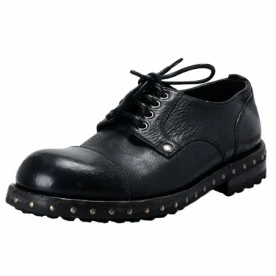 Pre-owned Dolce & Gabbana Men's Black Leather Derby Oxfords Shoes Sz 7 9.5 10 11