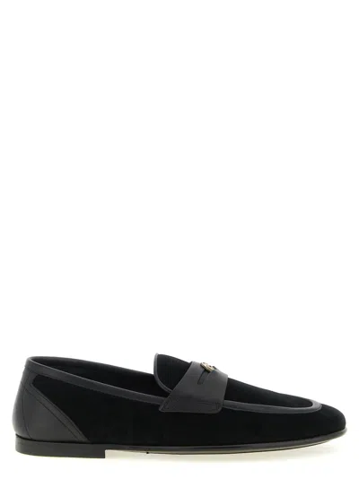 DOLCE & GABBANA MEN BLACK LEATHER LOAFERS, 8.5 LUXURY LOAFERS & DRIVERS FOR MEN DARVEYS
