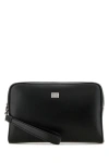 Dolce & Gabbana Men Black Leather Pouch In Black