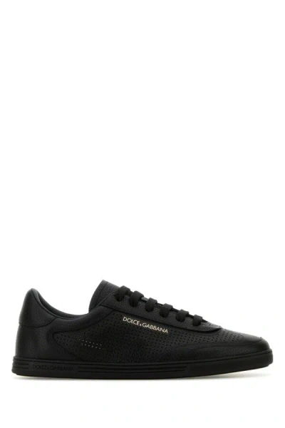 DOLCE & GABBANA DOLCE & GABBANA MEN BLACK LEATHER SAINT TROPEZ SNEAKERS