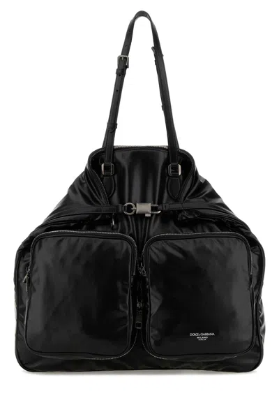 Dolce & Gabbana Men Black Leather Shopping Bag